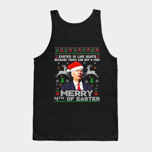 Merry 4th Of Christmas Funny Joe Biden Christmas Ugly Sweater Tank Top